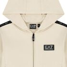 Boys Ivory Logo Hooded Zip Up Top, 1, hi-res