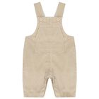 Baby Boys Beige Check Dungaree Set, 1, hi-res