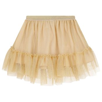 Girls Ivory & Gold Tulle Skirt Set