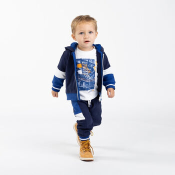 Younger Boys Navy Logo Joggers