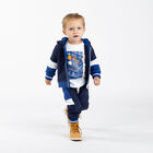 Younger Boys Navy Logo Joggers, 1, hi-res