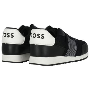 Boys Black Logo Trainers
