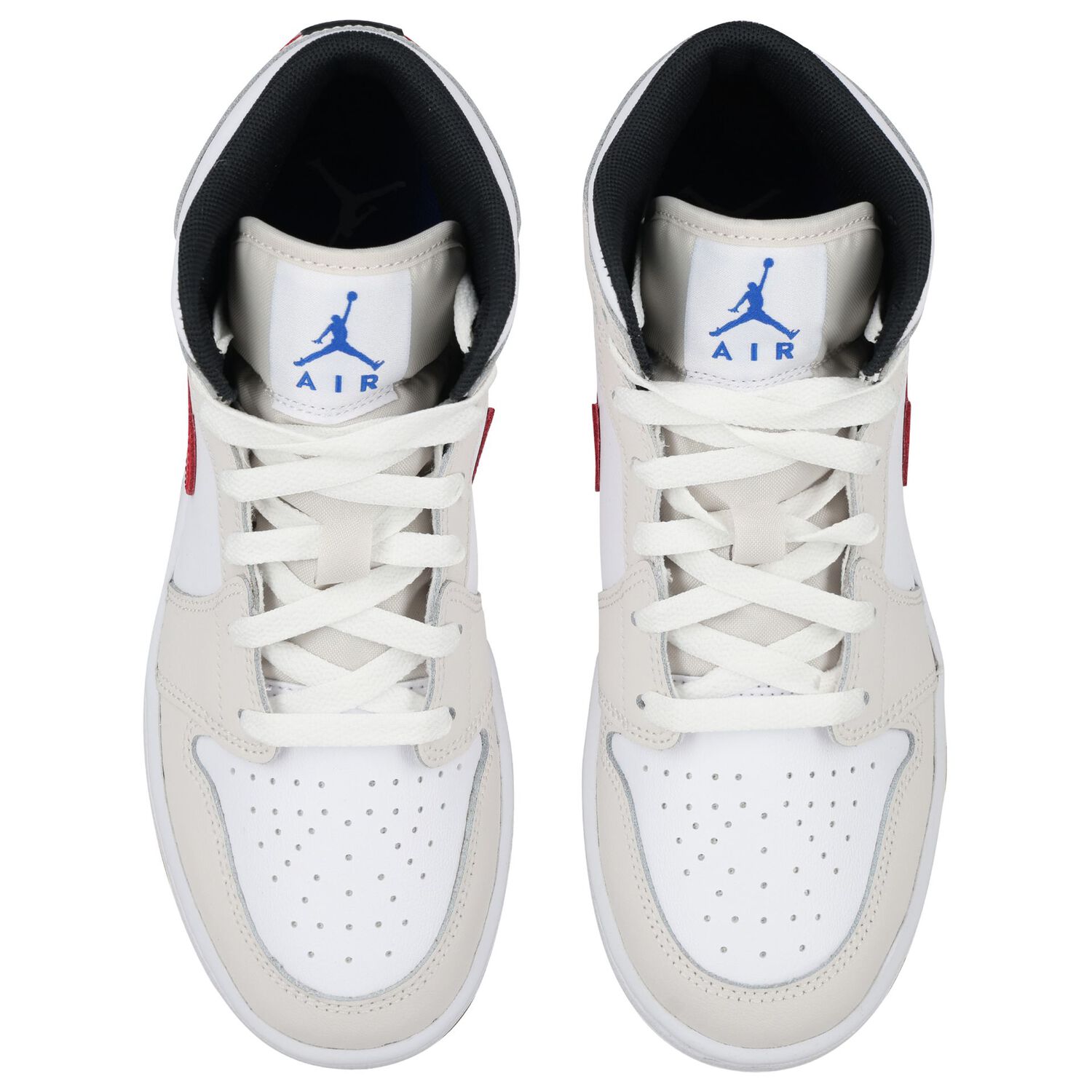 White & Grey Air Jordan 1 Mid Trainers, 8, hi-res