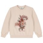 Girls Beige Floral Logo Sweatshirt, 1, hi-res