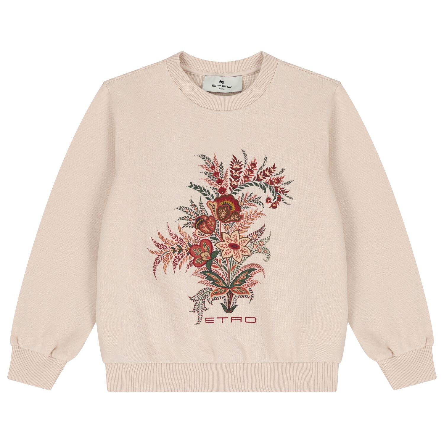 Girls Beige Floral Logo Sweatshirt, 1, hi-res