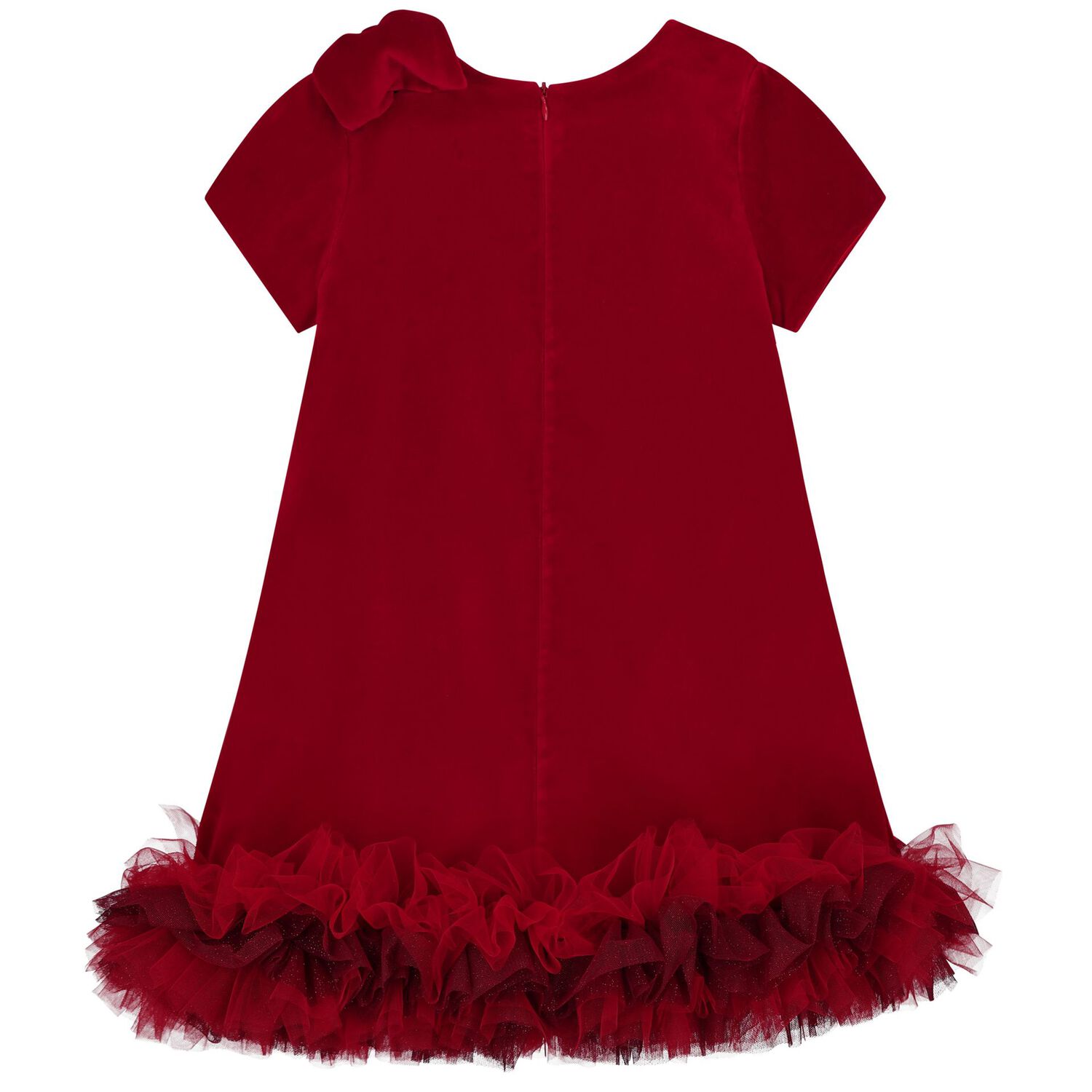 Girls Red Velvet Bow Dress, 1, hi-res image number null