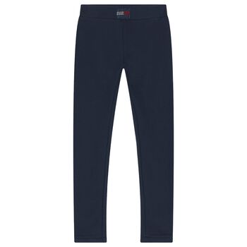 Girls Navy Blue Logo Leggings