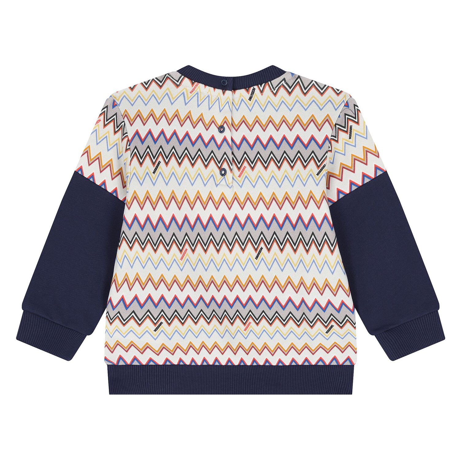 Younger Boys Navy Blue Zigzag Sweatshirt, 1, hi-res