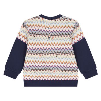 Younger Boys Navy Blue Zigzag Sweatshirt
