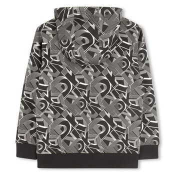 Boys Black & White Logo Hooded Top