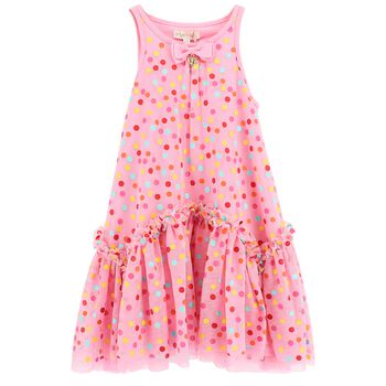 Girls Pink Polka Dots Dress