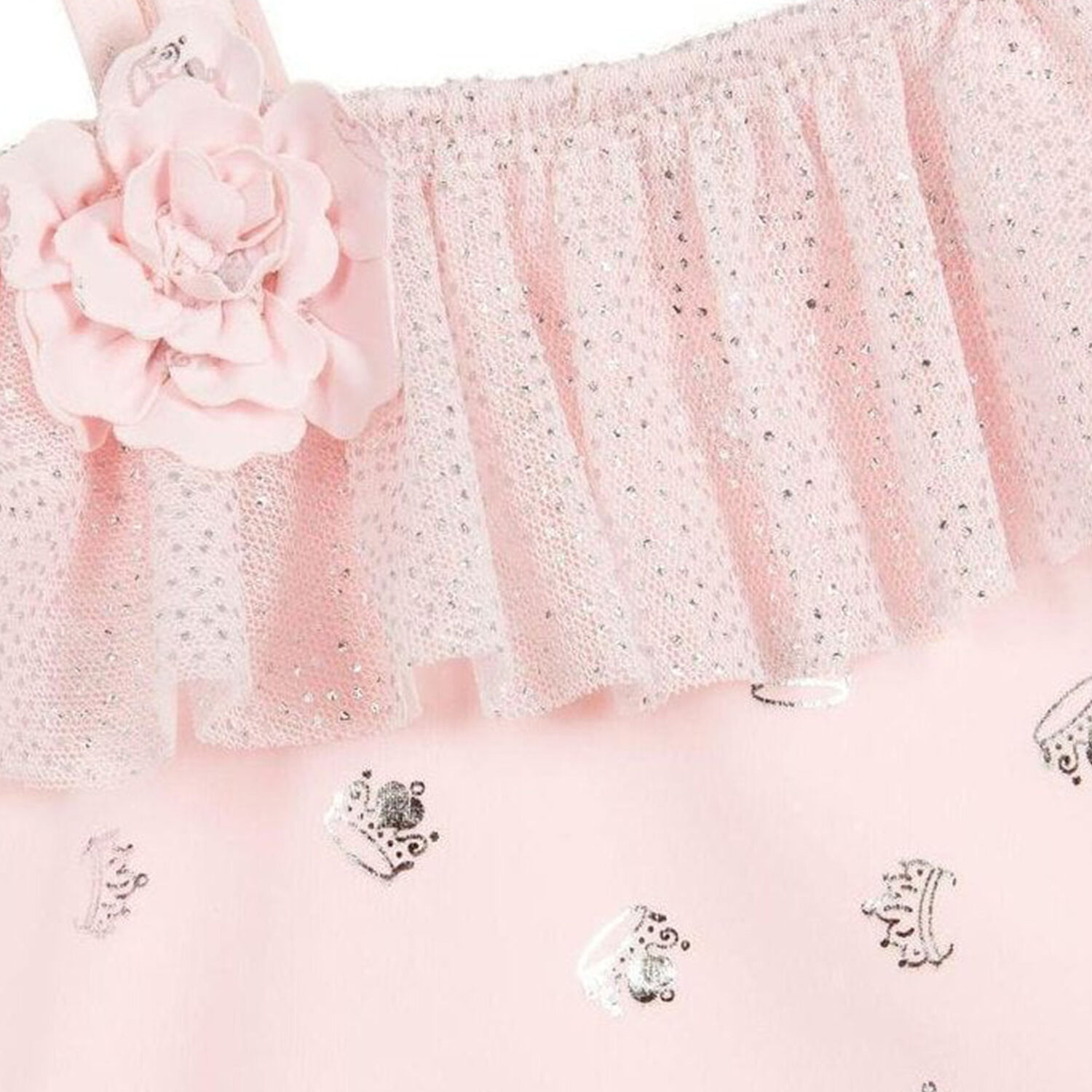 Girls Pink Crown Swimsuit, 1, hi-res