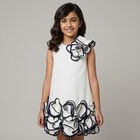Girls White Floral Dress, 1, hi-res