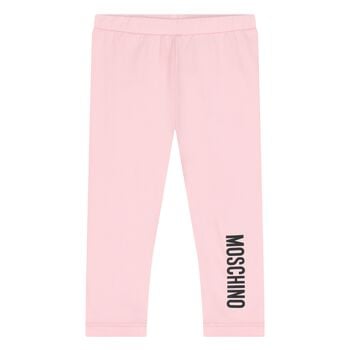 Younger Girls Pink Logo Leggings
