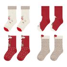 Baby Girls Red & Ivory Socks ( 4-Pack ), 3, hi-res