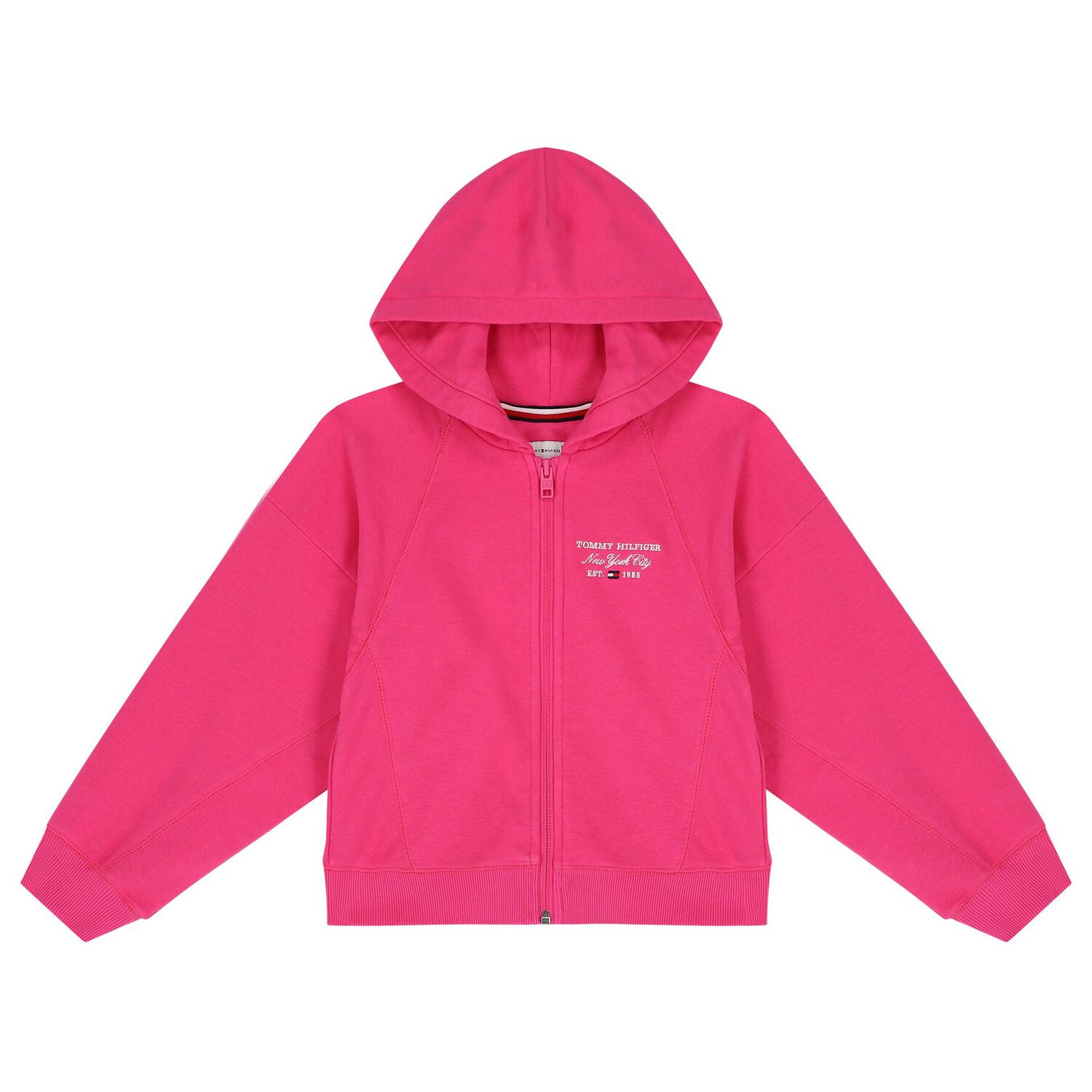 Girls Pink Logo Hooded Zip Up Top, 1, hi-res