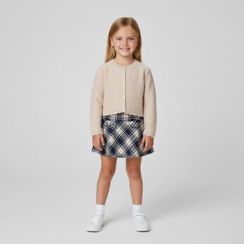 Girls Grey & Blue Check Skirt