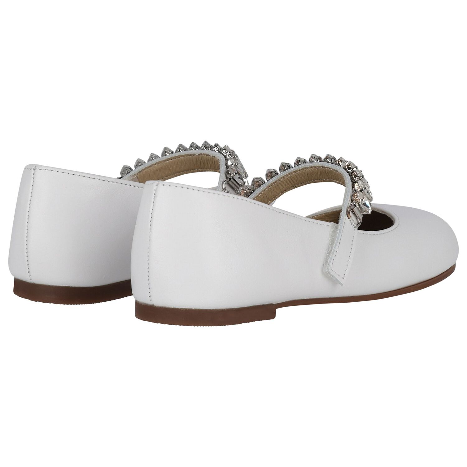 Girls White Embellished Ballerina Shoes, 1, hi-res image number null