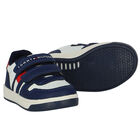 Boys Navy Blue Logo Trainers, 1, hi-res