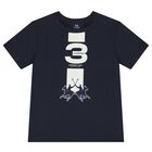 Boys Navy Blue Logo Shorts Set, 1, hi-res