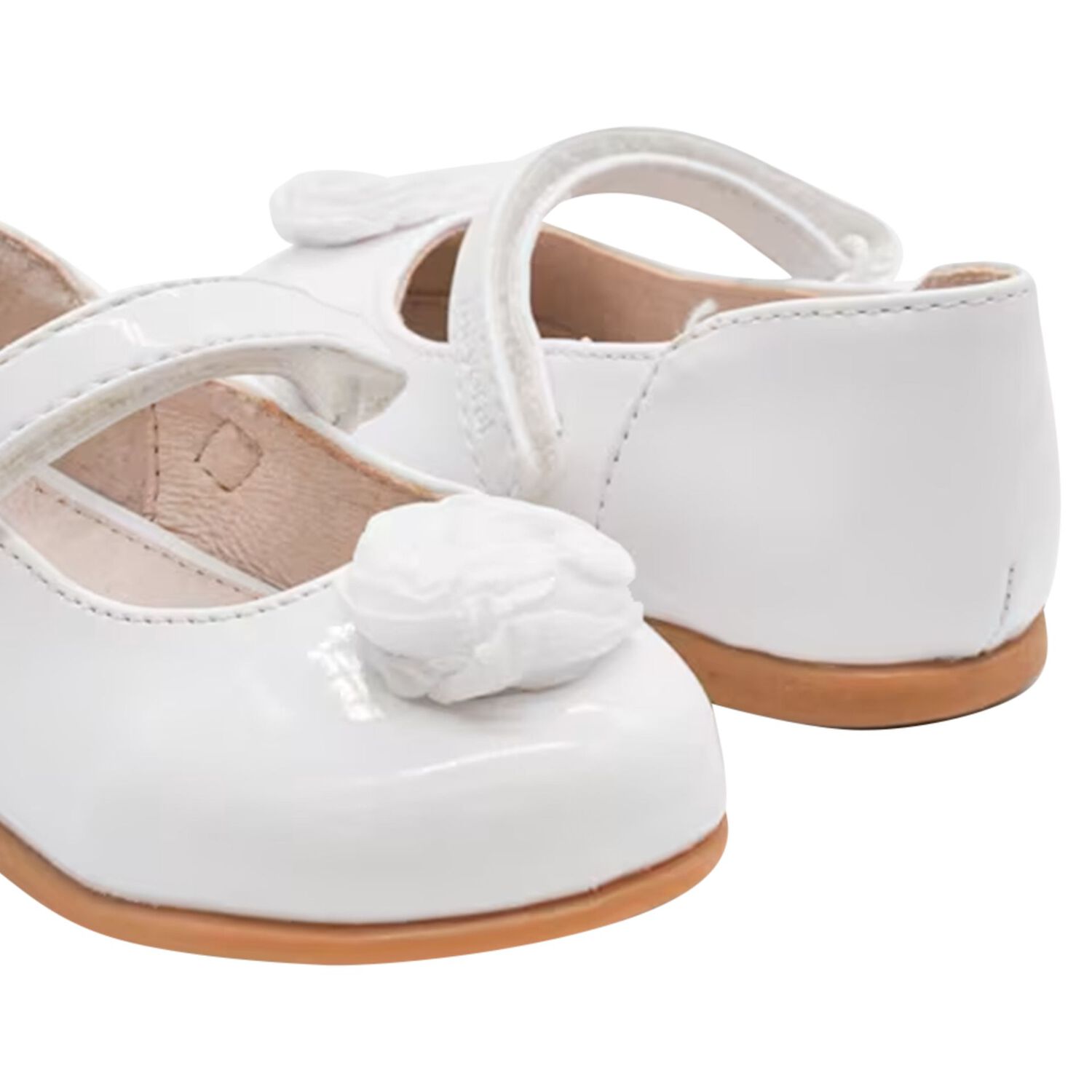 Younger Girls White Flower Shoes , 1, hi-res