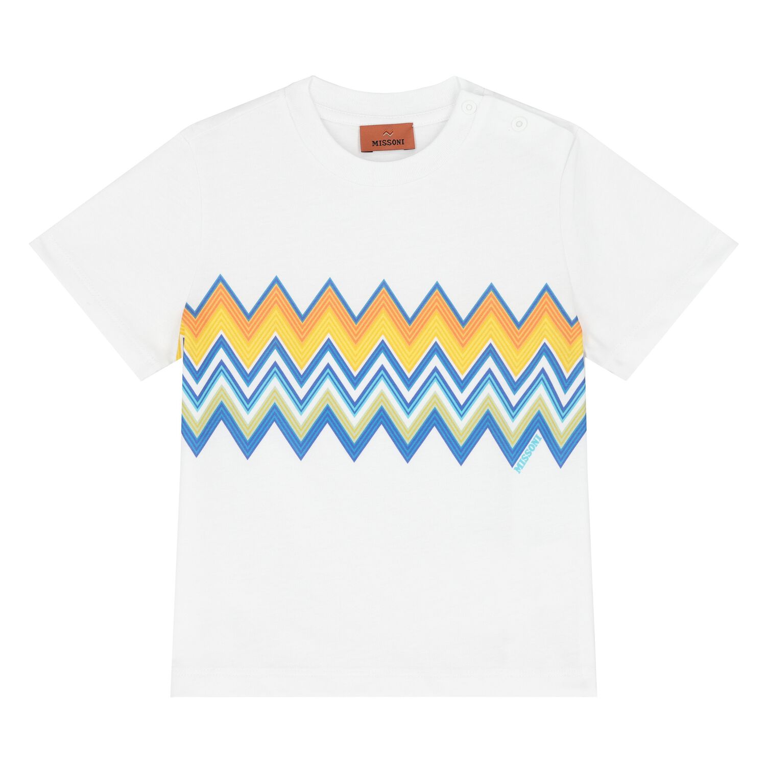 Younger Boys White Zig Zag T-Shirt, 1, hi-res