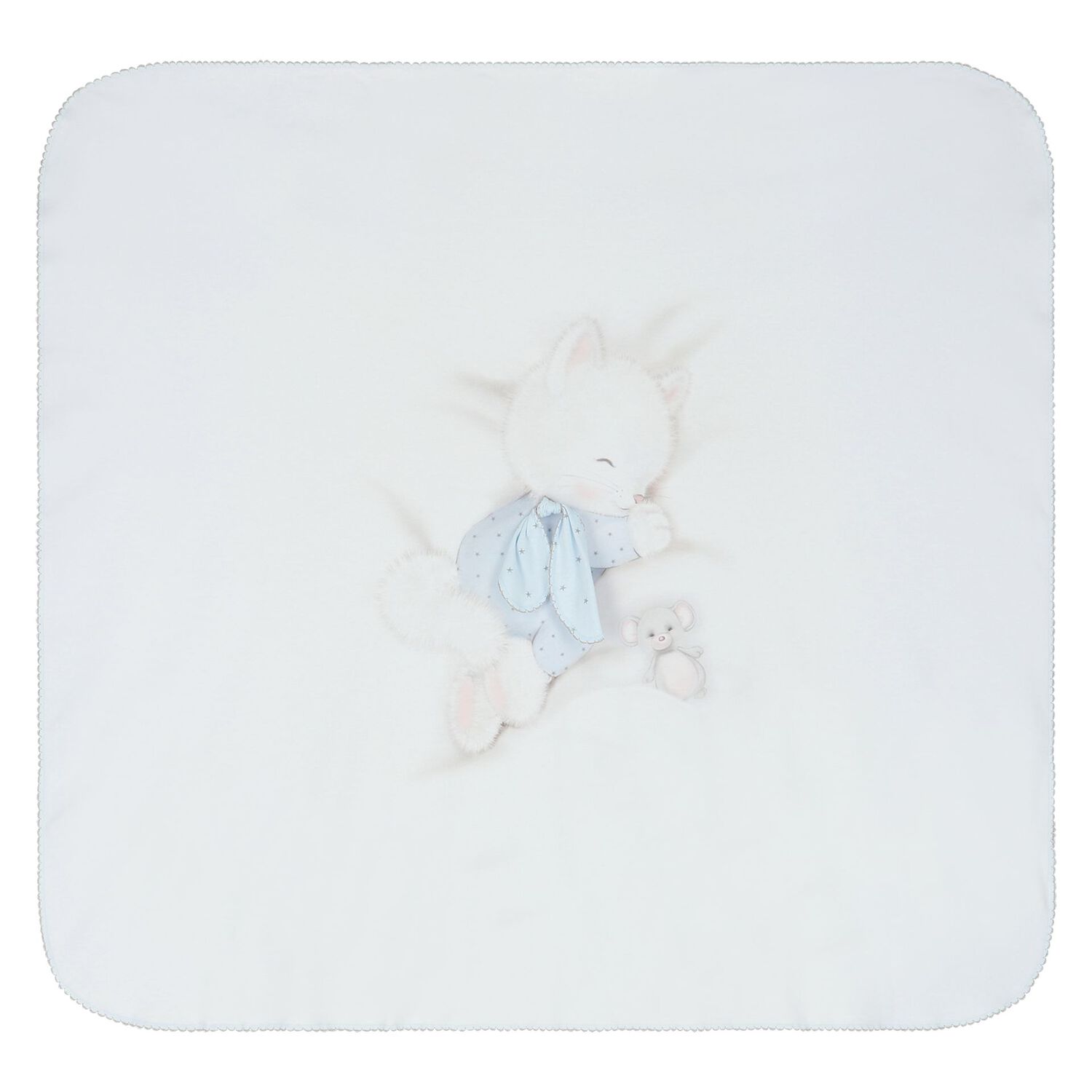 Baby Boys White & Blue Swaddle & Hat Set, 1, hi-res