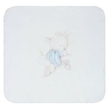 Baby Boys White & Blue Swaddle & Hat Set