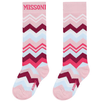 Girls Pink & Purple Logo Zigzag Socks
