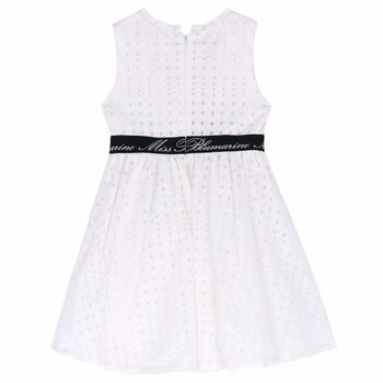 Girls White Sleeveless Dress