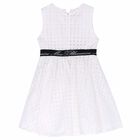 Girls White Sleeveless Dress, 2, hi-res
