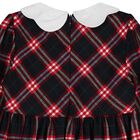 Girls Navy Blue & Red Tartan Check Dress, 1, hi-res