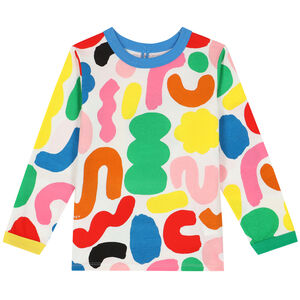 Girls Multi-Colored Abstract Long Sleeve Top