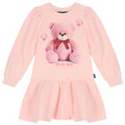 Girls Pink Teddy Bear Dress, 1, hi-res
