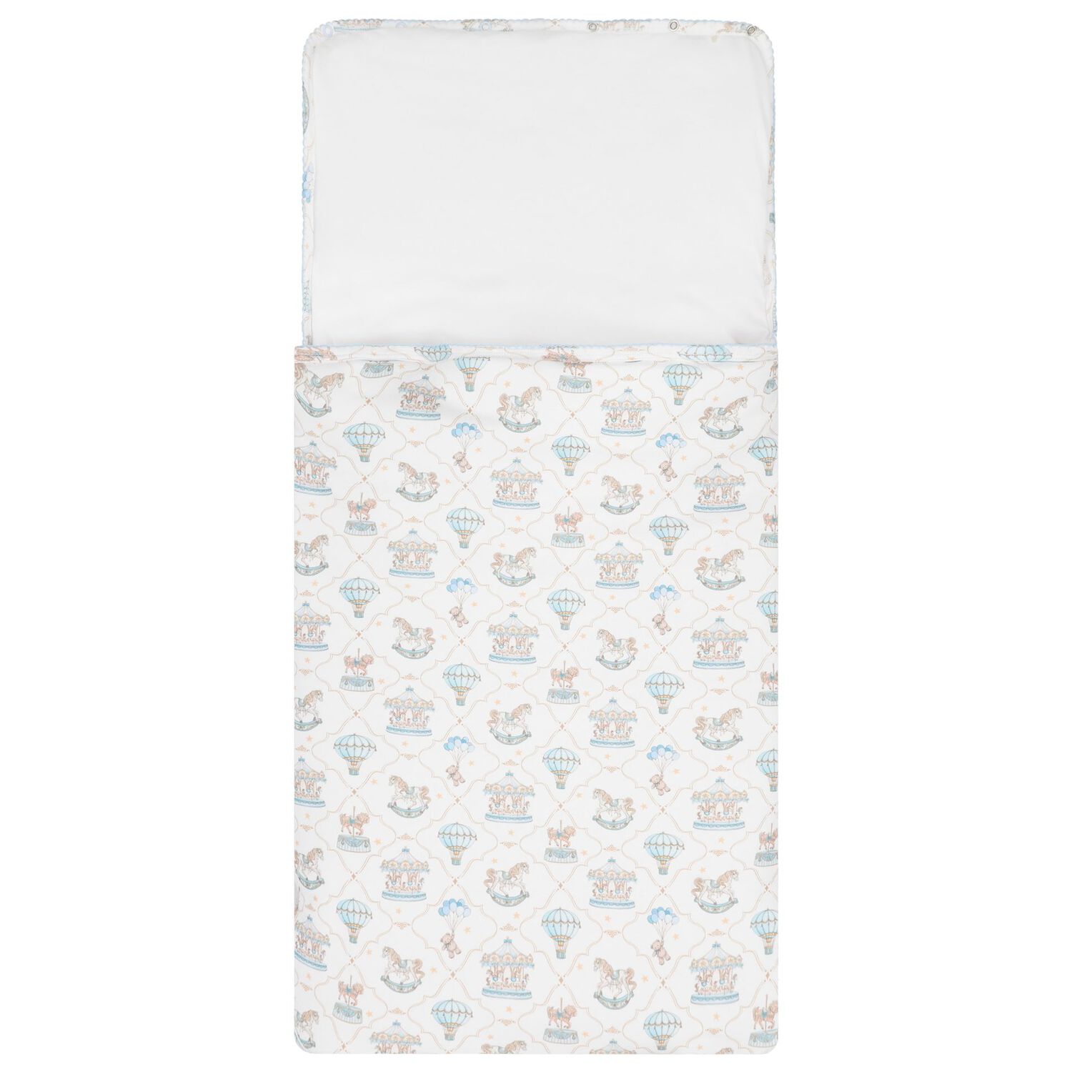 Baby Boys Blue & White Carousel & Hot Air Balloon Nest, 1, hi-res