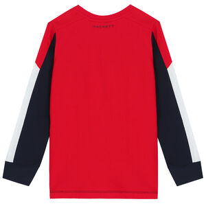 Boys Navy & Red Logo Long Sleeve Top