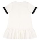 Girls Ivory & Black Logo Dress, 1, hi-res