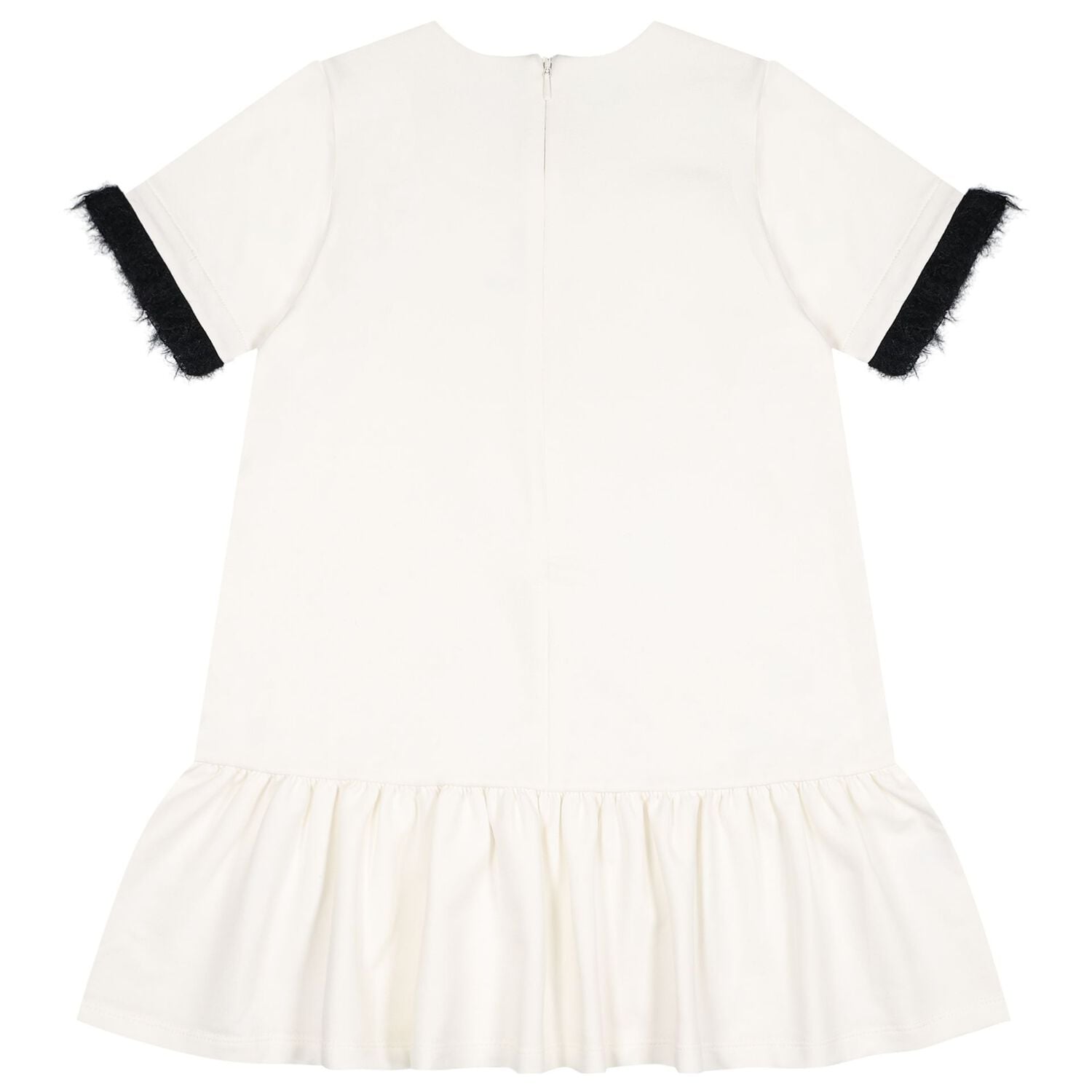 Girls Ivory & Black Logo Dress, 1, hi-res