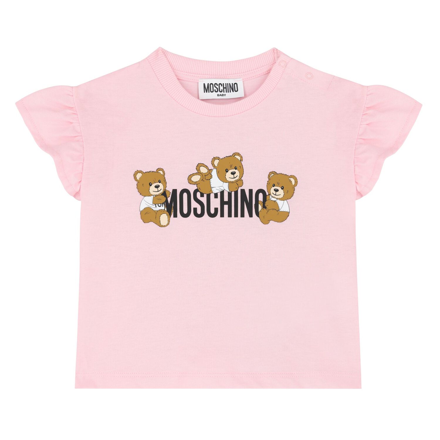 طقم تنورة بنات بالشعار  باللون الوردي والأبيض , 1, hi-res