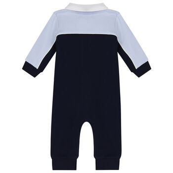 Baby Boys Navy Blue Logo Polo Romper