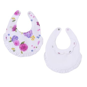 Baby Girls White Floral Bibs ( 2-Pack )