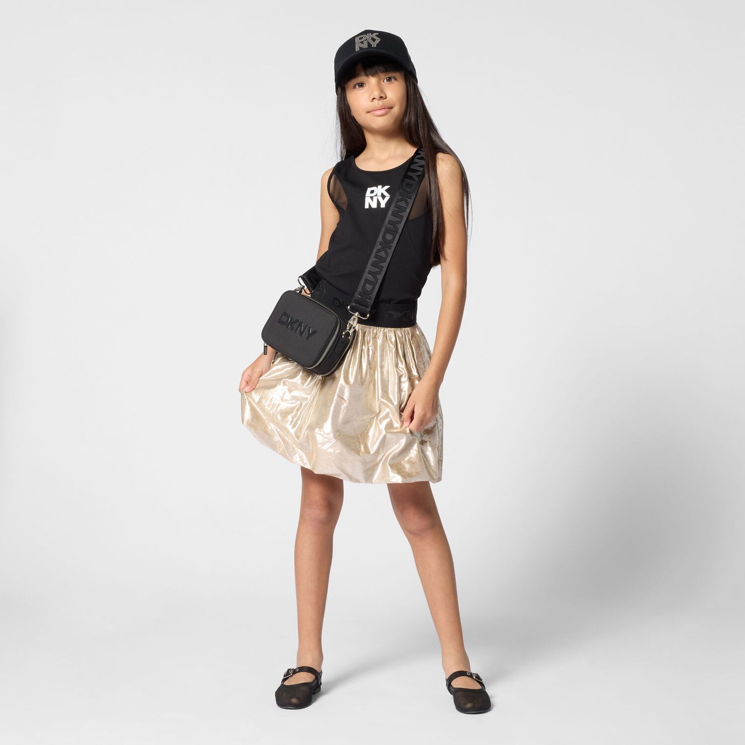 Girls Gold Bubble Skirt, 1, hi-res