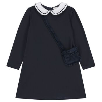 Girls Navy Blue Dress Set