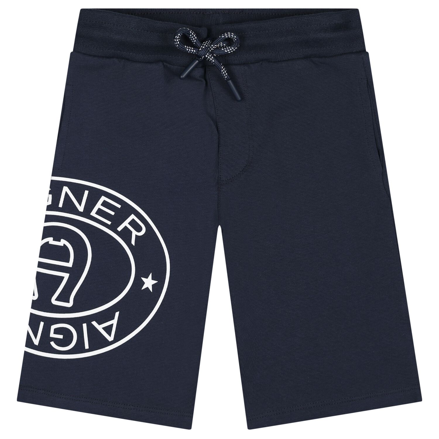 Boys Navy Blue Logo Shorts, 1, hi-res