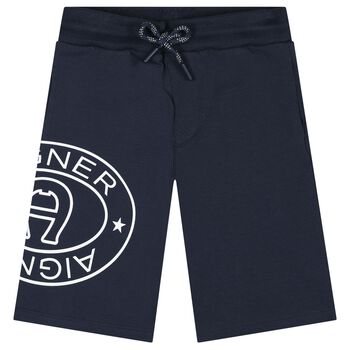 Boys Navy Blue Logo Shorts
