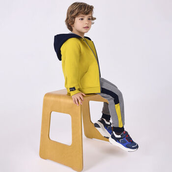 Boys Yellow, Navy Blue & Grey 3 Piece Tracksuit