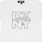 تي شيرت أبيض بشعار على شكل قلب للبنات, 1, hi-res