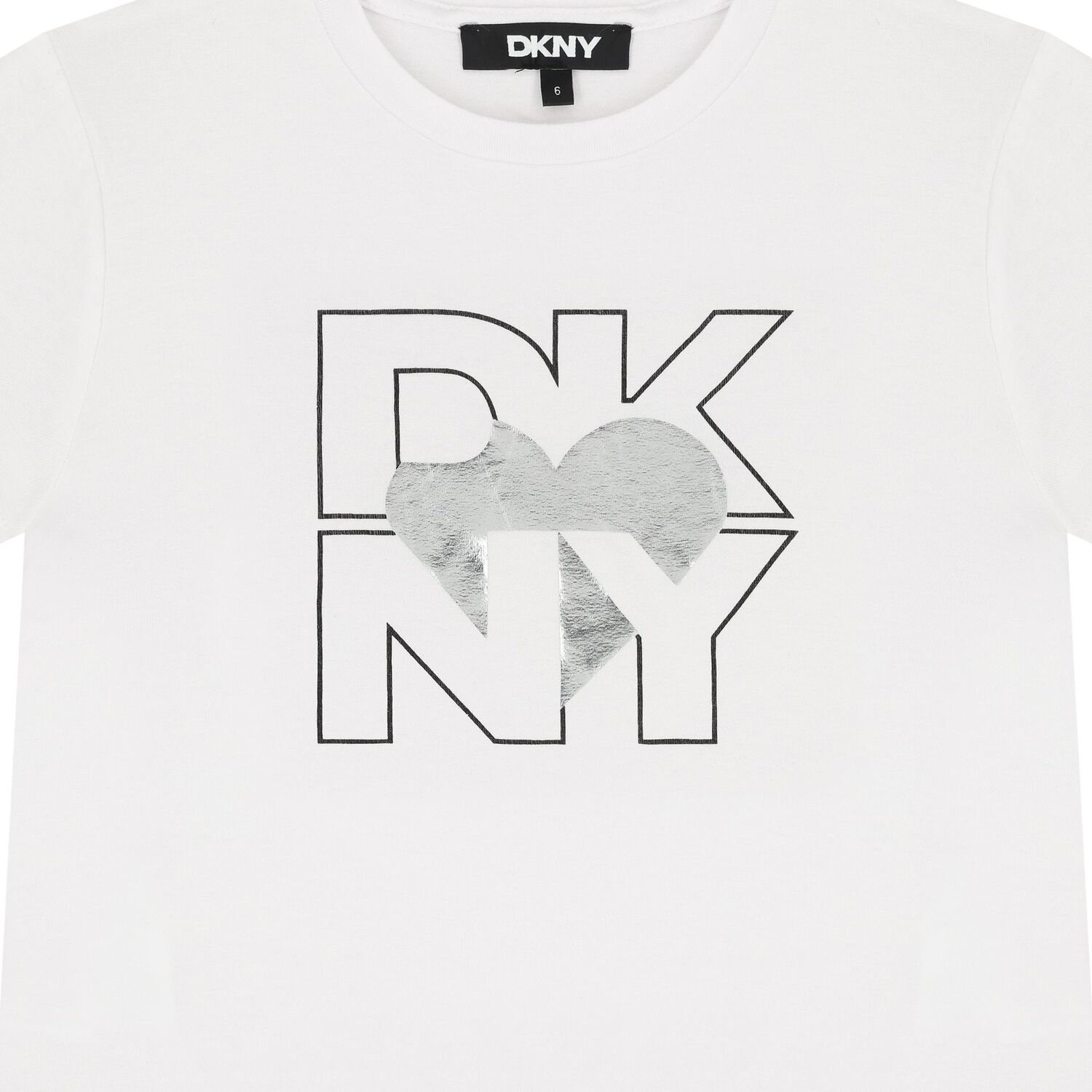 تي شيرت أبيض بشعار على شكل قلب للبنات, 1, hi-res image number null