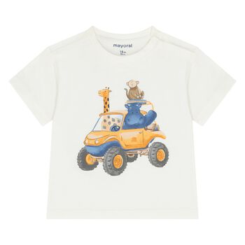 Younger Boys White Animals T-Shirt