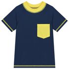 Boys Navy Blue & Yellow Rash Vest, 1, hi-res